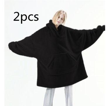 Oversized deken-hoodie van dikke dubbelzijdige fleece met zak