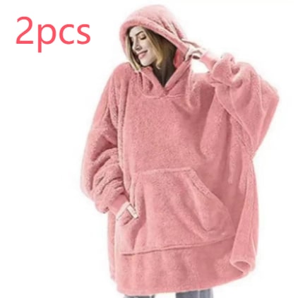 Oversized deken-hoodie van dikke dubbelzijdige fleece met zak