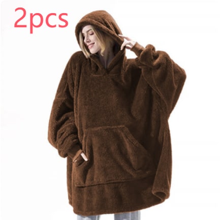 Oversized deken-hoodie van dikke dubbelzijdige fleece met zak