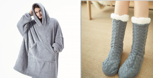 Oversized deken-hoodie van dikke dubbelzijdige fleece met zak