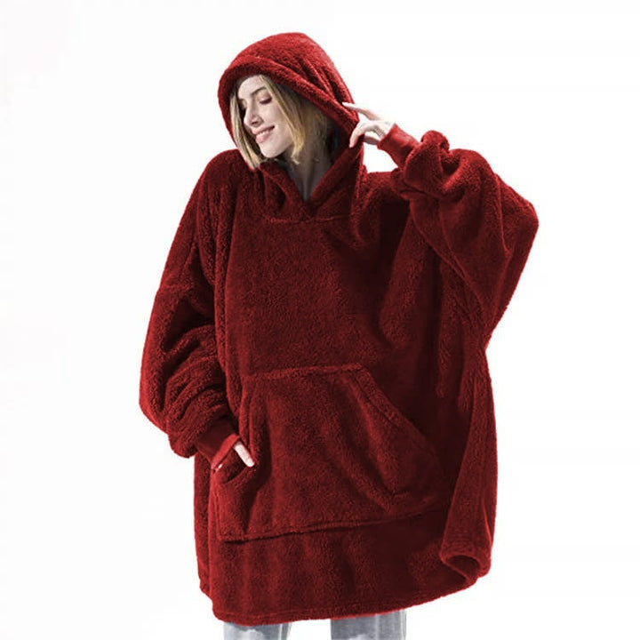 Oversized deken-hoodie van dikke dubbelzijdige fleece met zak