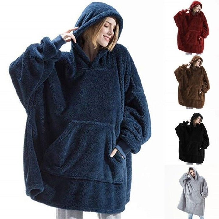 Oversized deken-hoodie van dikke dubbelzijdige fleece met zak