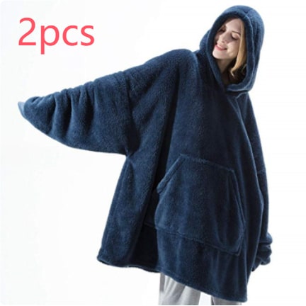 Oversized deken-hoodie van dikke dubbelzijdige fleece met zak