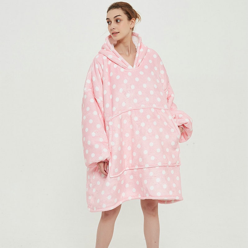 Hollevo™ Deken-hoodie met sherpavoering in vrolijke prints, tot de knie