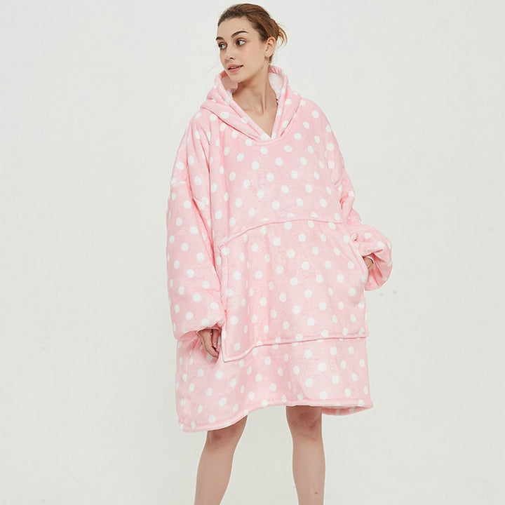 Hollevo™ Deken-hoodie met sherpavoering in vrolijke prints, tot de knie