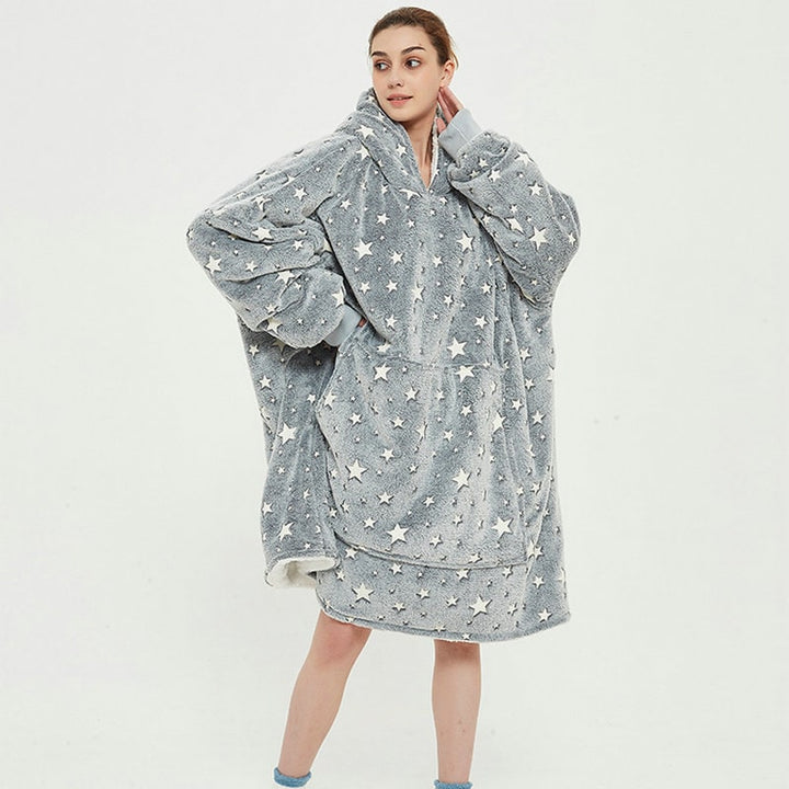 Hollevo™ Deken-hoodie met sherpavoering in vrolijke prints, tot de knie