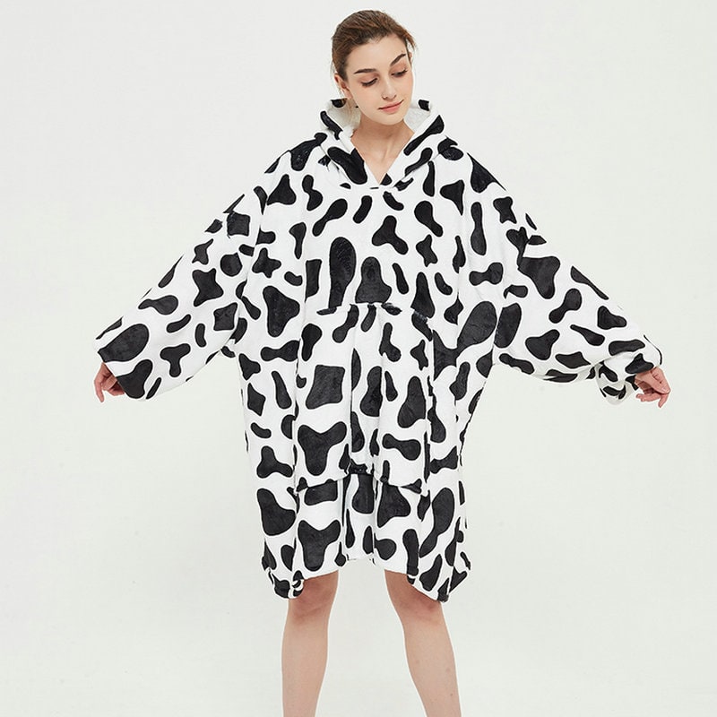 Hollevo™ Deken-hoodie met sherpavoering in vrolijke prints, tot de knie
