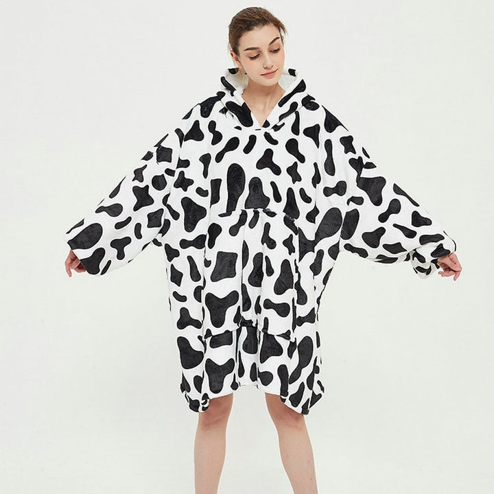 Hollevo™ Deken-hoodie met sherpavoering in vrolijke prints, tot de knie