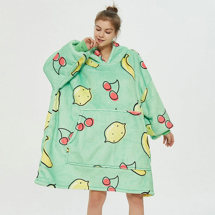 Hollevo™ Deken-hoodie met sherpavoering in vrolijke prints, tot de knie