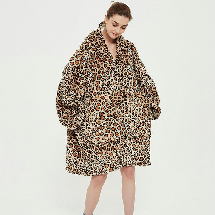 Hollevo™ Deken-hoodie met sherpavoering in vrolijke prints, tot de knie