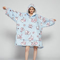 Hollevo™ Deken-hoodie met sherpavoering in vrolijke prints, tot de knie