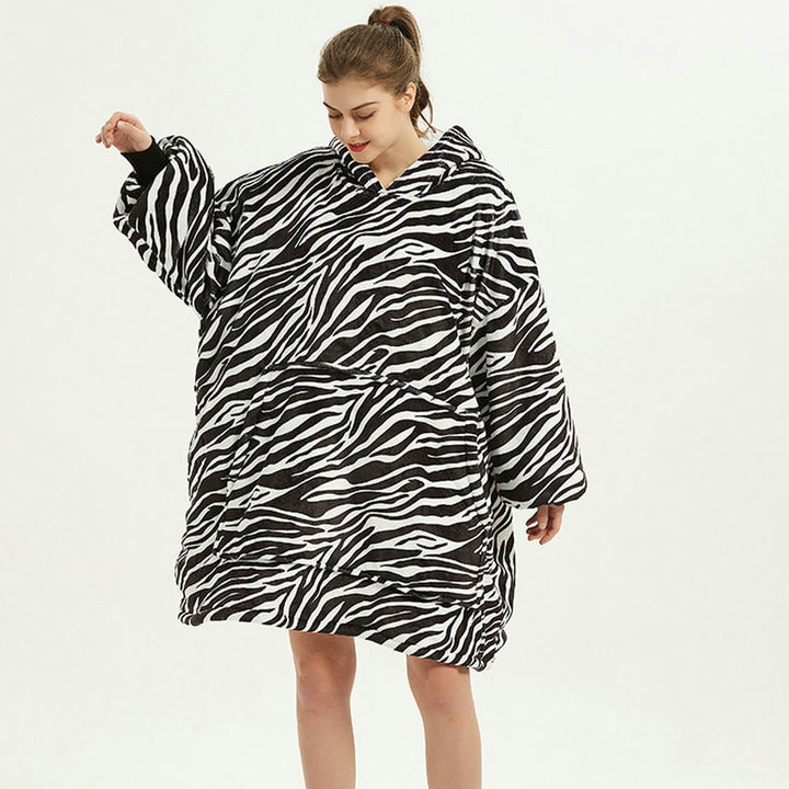 Hollevo™ Deken-hoodie met sherpavoering in vrolijke prints, tot de knie