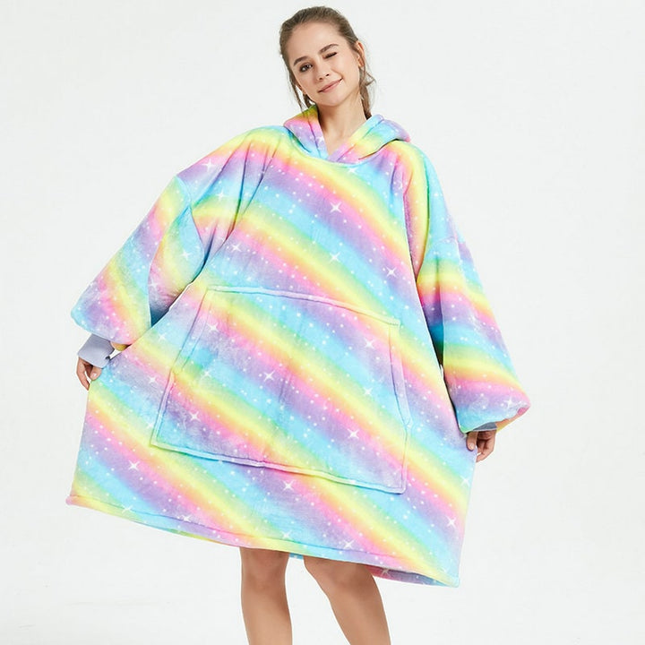 Hollevo™ Deken-hoodie met sherpavoering in vrolijke prints, tot de knie