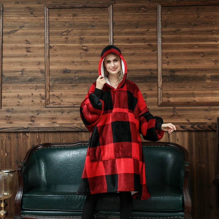 Hollevo™ Deken-hoodie met sherpavoering in vrolijke prints, tot de knie
