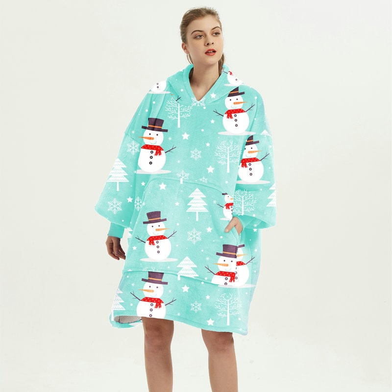 Hollevo™ Deken-hoodie met sherpavoering in vrolijke prints, tot de knie