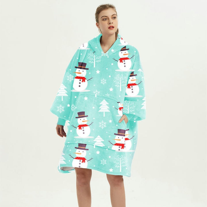 Hollevo™ Deken-hoodie met sherpavoering in vrolijke prints, tot de knie