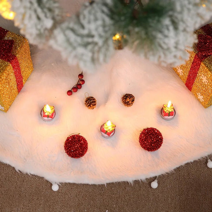 Hollevo™ Witte kerstboomrok van imitatiebont met zachte sneeuwlook