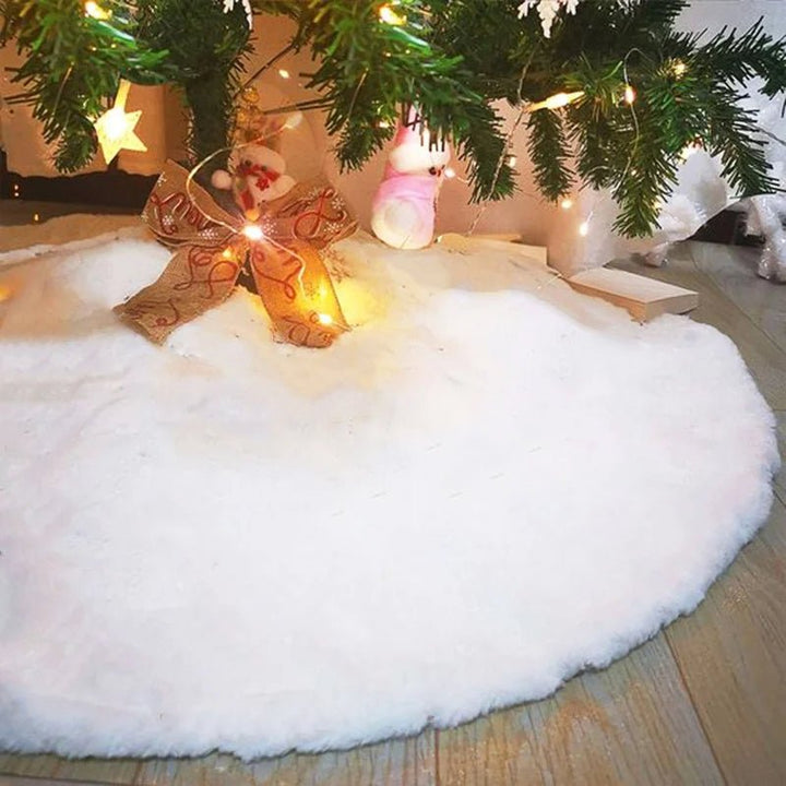 Witte kerstboomrok van imitatiebont met zachte sneeuwlook