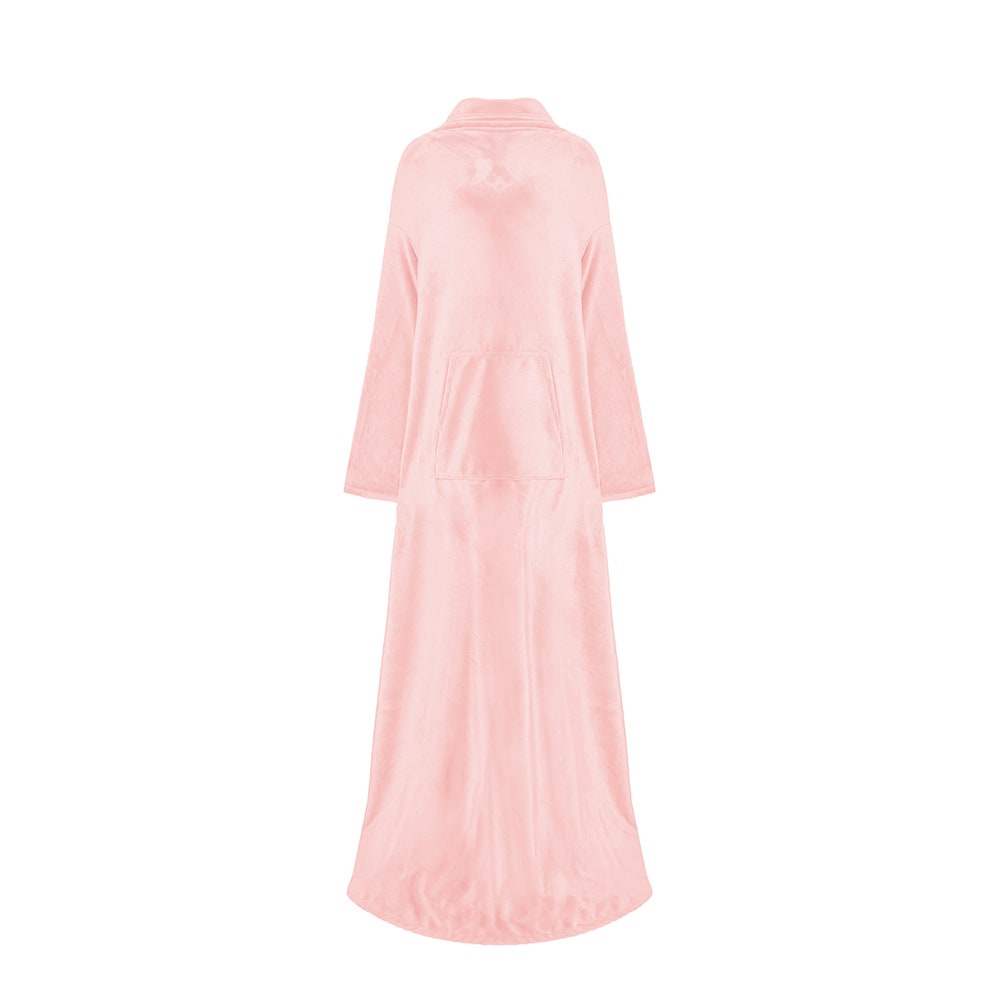 Dames deken met mouwen draagbaar fleece badjas met voorzijde zak en lang oversized pasvorm